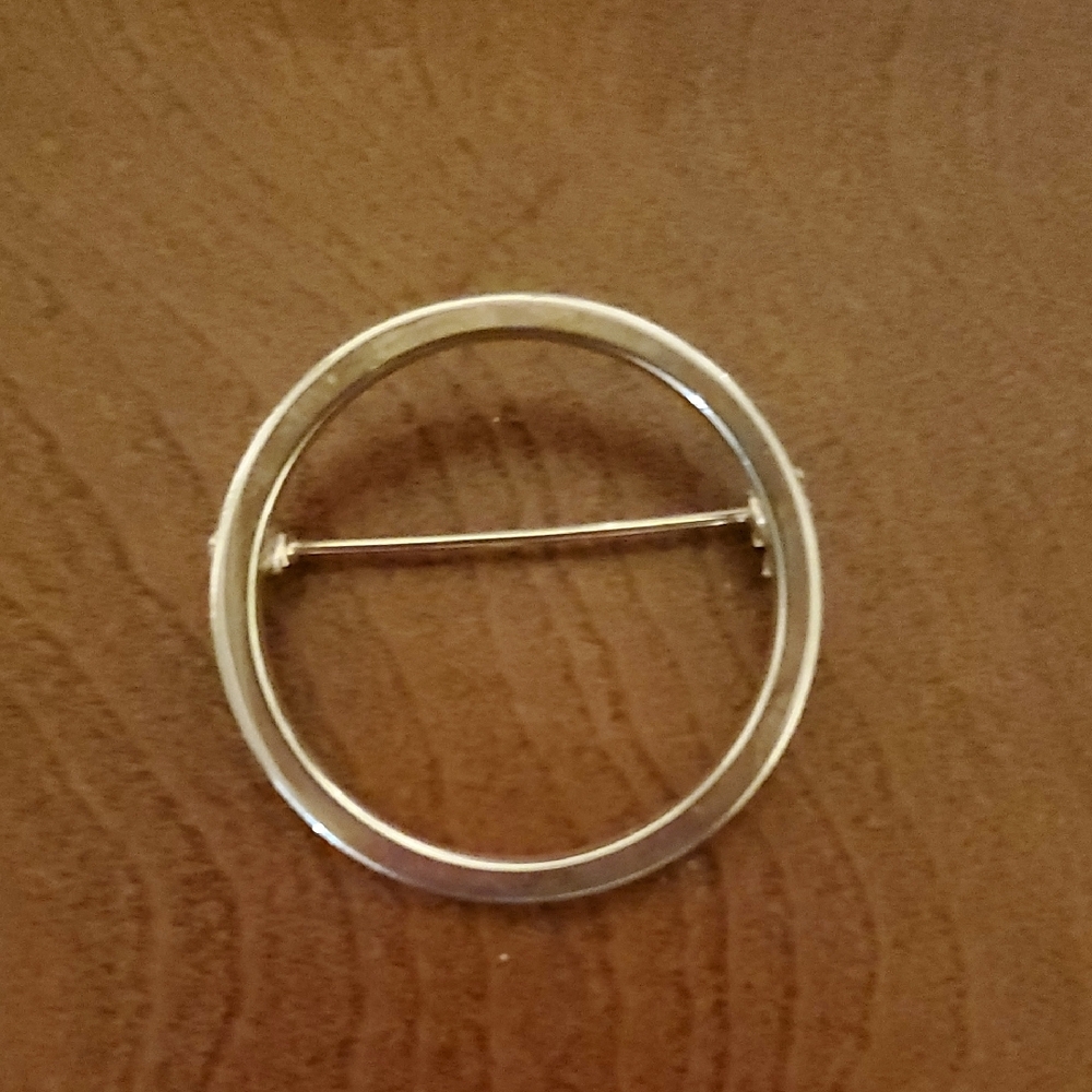 Vintage MCM Gold Tone Circle Brooch